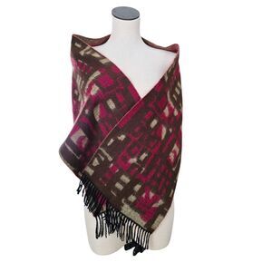 Better Than Cashmere Abstract Scarf Multi Color Fringe Acrylic Soft 62X12 Artsy